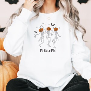Pi Beta Phi Sorority Halloween / Custom Color Greek Embroidered Gildan 18000 Sweatshirt / Big Little Sister Gift