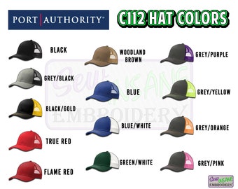 Custom Embroidered Port Authority c112 Hat | Trucker Adjustable Mesh Snapback | Create Your Own Hat!