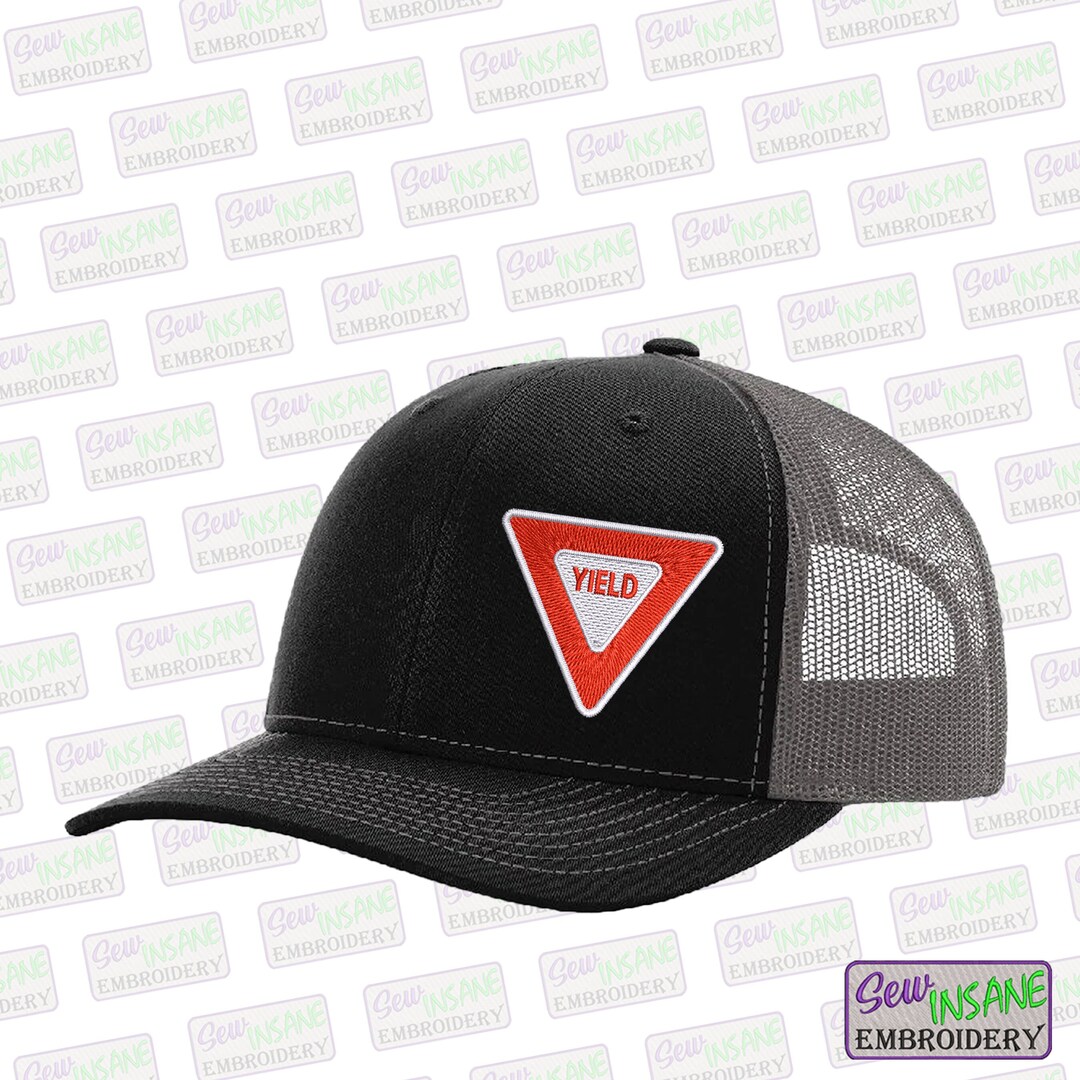 Yield Sign Embroidered Hat Etsy