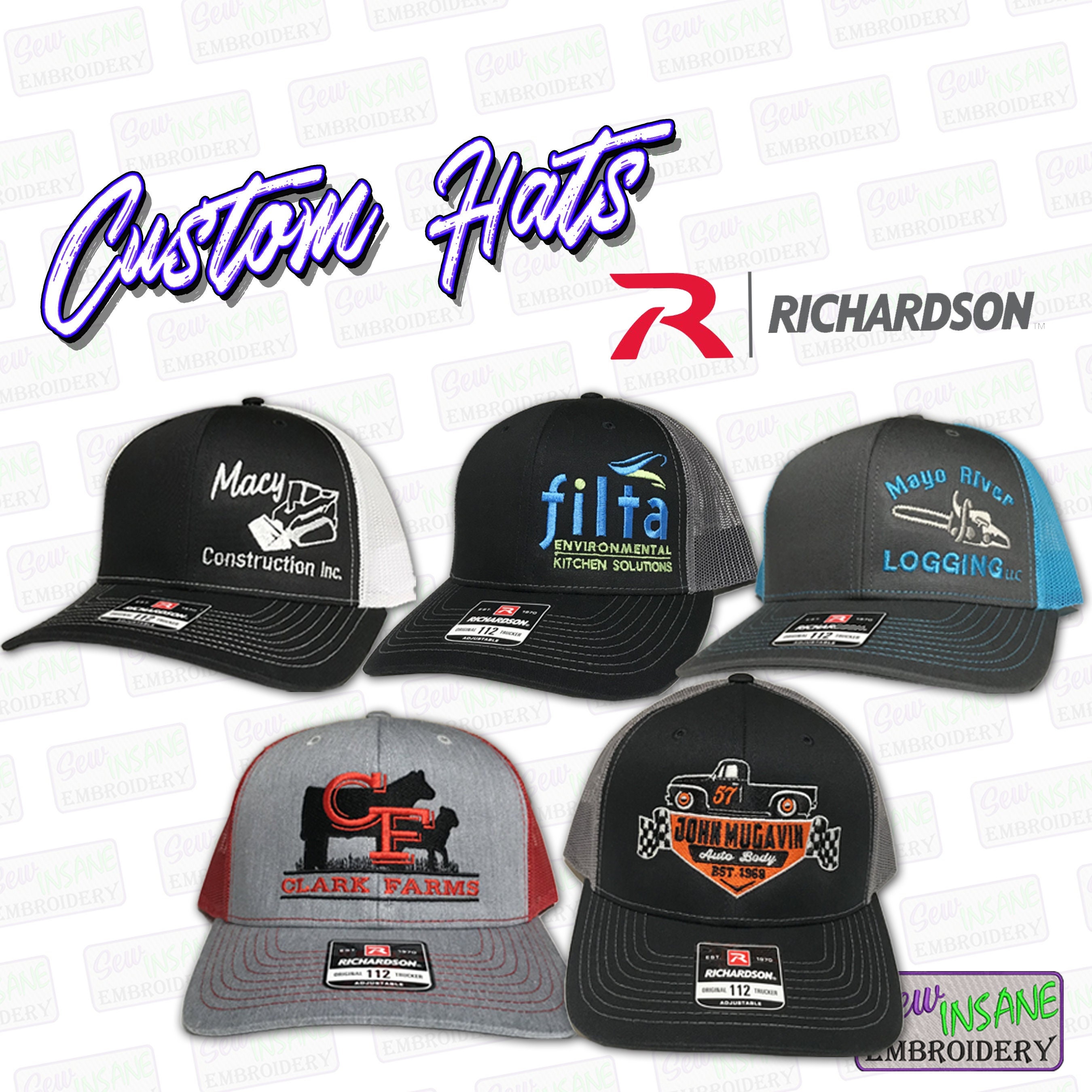 Richardson 112 Custom Embroidered Hats | Snapback Trucker Richardson 112 Custom Embroidered Hats | Snapback Trucker