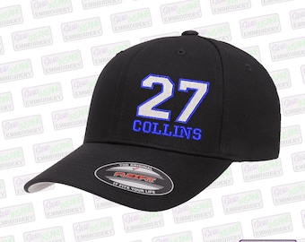 FLEXFIT Custom Sports Number/ Name Hat | Embroidered | You Pick the Colors