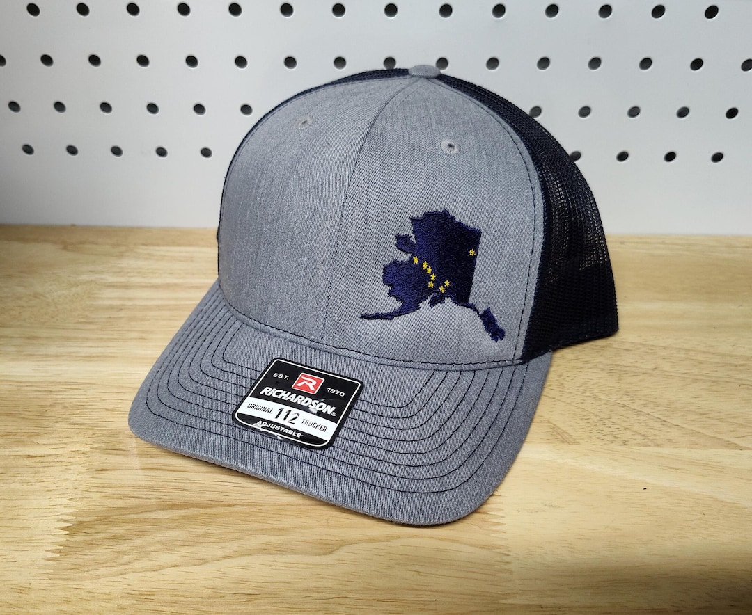 Alaska Flag State Outline Embroidered Hat | Trucker Snapback Cap | the ...