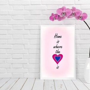 LGBTQ Bi Pride - Wall Decor - Home is Where the Heart Is