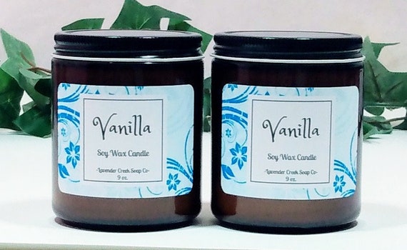 9 oz Peppermint & Vanilla Soy Wax Candle/ One Soy Wax Candle