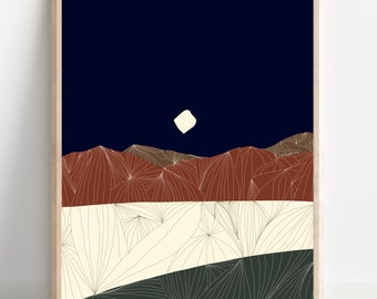 Full Moon- Fuerteventura Landscape, Mountain Scene, Giclée Print