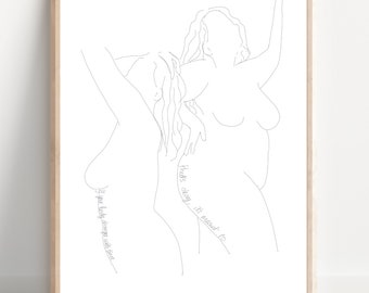 Nude Line Drawing A4- Art Print, Giclée Print, Digital Illustration