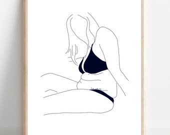 Nude Line Drawing A4 - Art print, Giclée Print, Digital Illustration