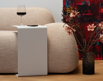 Metal side table | Coffee table | Lounge furniture | Indoor & outdoor | Designer table | Living room table "ST-C2" white and black