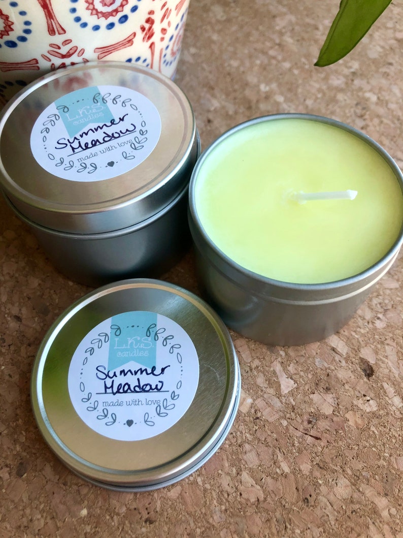All-Natural Soy Wax Relaxation Essential Oil Infused Toxin Free Mini Summer Meadow Candle Odor Eliminating Spring Candle