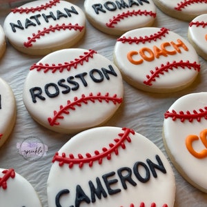 Baseball Royal Icing Sugar Cookies | Sports Cookies | Softball Cookies | Personalized Cookies | Major League Baseball Cookies (12 ct)