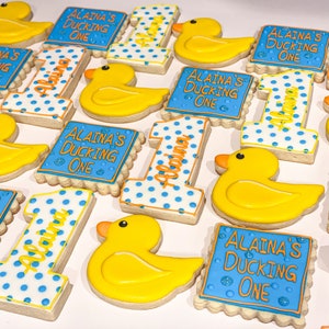 Ducking One Themed Sugar Cookies | First Birthday | Duck Sugar Cookies | Customizable Sugar Cookies | Royal Icing Sugar Cookies (12 ct)