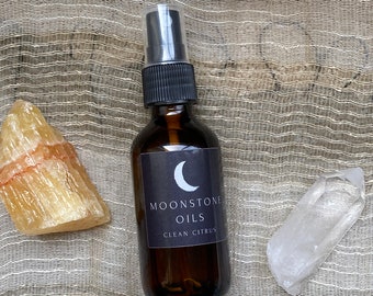 Spray de aceite esencial de cítricos limpio, aromaterapia natural hecha a mano, spray de lino / fragancia para el hogar