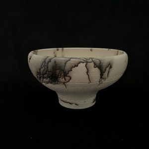 Handmade Horse Hair Ceramic Textured Bowl - Western Horse Hair Pottery Design