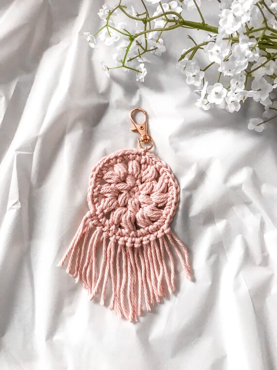 Boho Keychain Boho Crochet Keychain Handmade Crochet Etsy