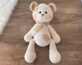 Gehäkelter Teddy Bär Mit Namen Patch: Handgemachtes Amigurumi Tier Plüsch