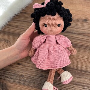 Crochet Doll | Personalized Doll Curly Girl | Personalized Baby Toys | Baby Shower Gift Basket | Toddler Toys 3 Year Old