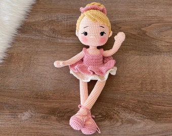Häkeln Sie eine amerikanische Ballerina-Puppe: Personalisiertes Amigurumi-Mädchen-Spielzeug