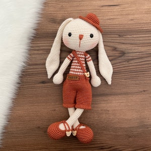 Crochet Bunny Rabbit Personalized Doll | Amigurumi Knitted Rabbit Toy | Newborn Custom Gift Basket | Birthday Gift For Him | Valentine's Day