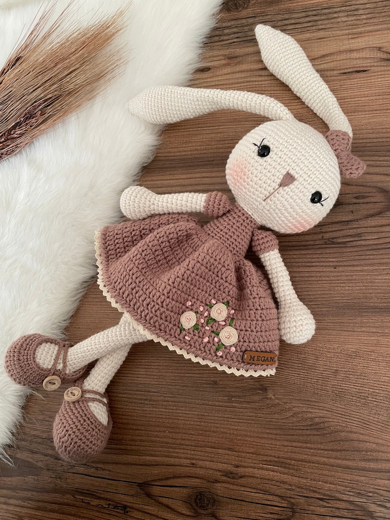 Crochet Bunny Rabbit Personalized Doll Personalized Baby Toys Crochet Doll For Sale Birthday Gift Box For Her Easter Bunny Crochet image 3