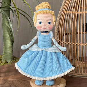 Cinderella Doll | Handmade Crochet Doll | Amigurumi Princess Doll | Custom Name Toy | Soft Plush Doll | Cinderella Gift | Crochet Princess