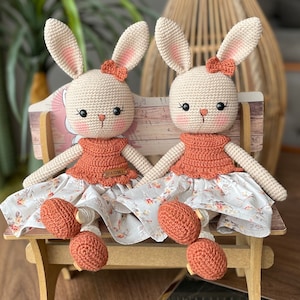 Gehäkelte Hase personalisierte Puppe | Personalisierte Babyspielzeug | Baby Geschenkkorb | Geburtstagsgeschenkbox für sie | Osterhase