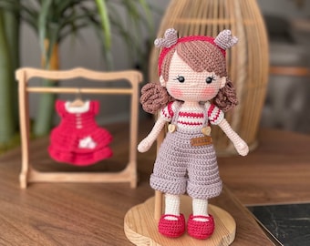 Crochet Girl Doll: Handmade Amigurumi Toy With Interchangeable Dresses