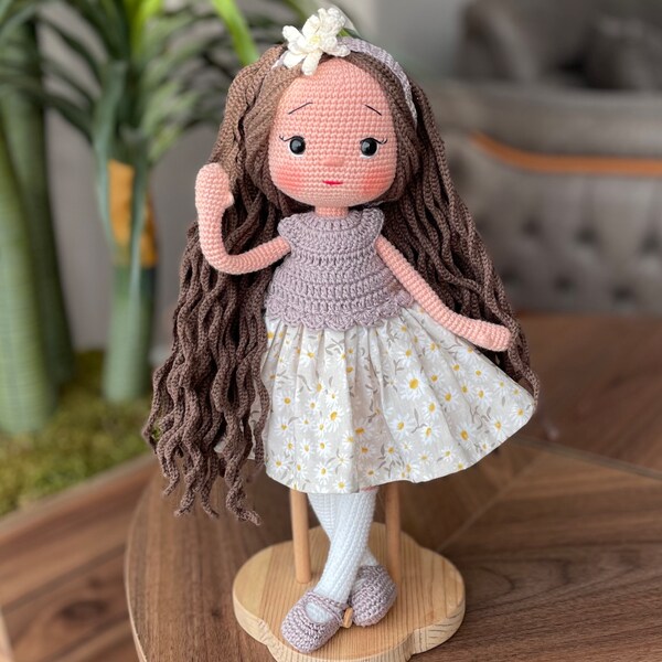 Crochet Doll | Personalized Doll Skirted Girl | Personalized Baby Toys | Baby Shower Gift Basket | Toddler Toys 3 Year Old | Valentine's Day