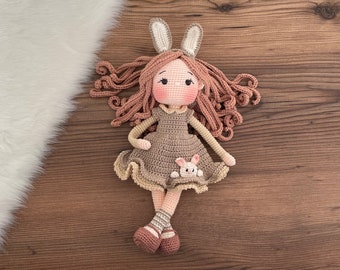 Personalisierte Häkeln Bunny Doll: Amigurumi Abnehmbares Dressed Girl Spielzeug