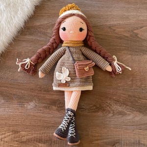 Crochet Amigurumi Doll: Khaki Green Winter Girl Personalized Plush Toy