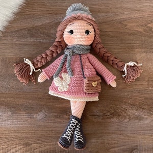 Crochet Doll | Personalized Doll Winter Girl | Personalized Baby Toys | Amigurumi Doll Finished | Crochet For Sale | Valentines Day Crochet