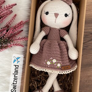 Crochet Bunny Rabbit Personalized Doll Personalized Baby Toys Crochet Doll For Sale Birthday Gift Box For Her Easter Bunny Crochet image 5