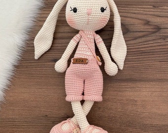 Crochet Bunny Rabbit Personalized Doll | Personalized Baby Toys | Baby Shower Gift Basket | Baby Shower Decorations Gender Neutral | Easter