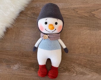 Personalized Amigurumi Snowman Toy | Crochet Knitted Gift For Her | Birthday Baby Shower Newborn | Custom Gift Basket | Valentine's Day