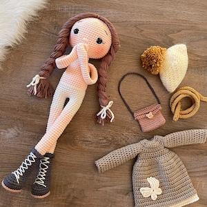 Crochet Doll With Removable Outfit Personalized Baby Toys Amigurumi Doll For Sale Gift For Kids Art Doll Gift Doll With Accessory image 4