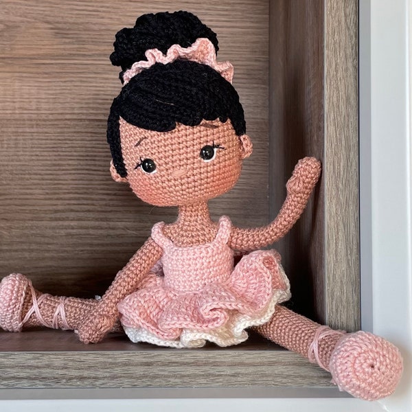 Crochet Doll | Personalized Doll Ballerina Girl | Amigurumi Knitted Soft Plushie | Infant Baby Birthday Gift Box For Her Valentine's Day