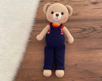 Personalized Amigurumi Teddy Bear Toy | Crochet Knitted Gift For Him | Birthday Baby Shower Newborn | Custom Gift Basket