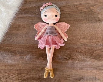 Crochet Fairy Doll | Amigurumi Knitted Angel Toy | Custom Gift Basket | Birthday Gift For Her | Handmade Butterfly Girl