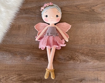 Crochet Fairy Doll | Amigurumi Knitted Angel Toy | Custom Gift Basket | Birthday Gift For Her | Handmade Butterfly Girl