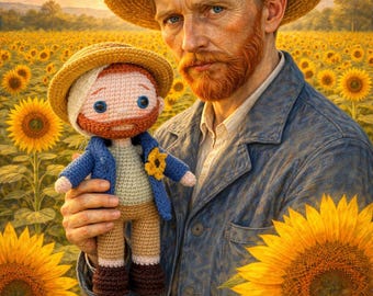 Handgemachte Malerpuppe: Personalisiertes Amigurumi Vincent Van Gogh Spielzeug