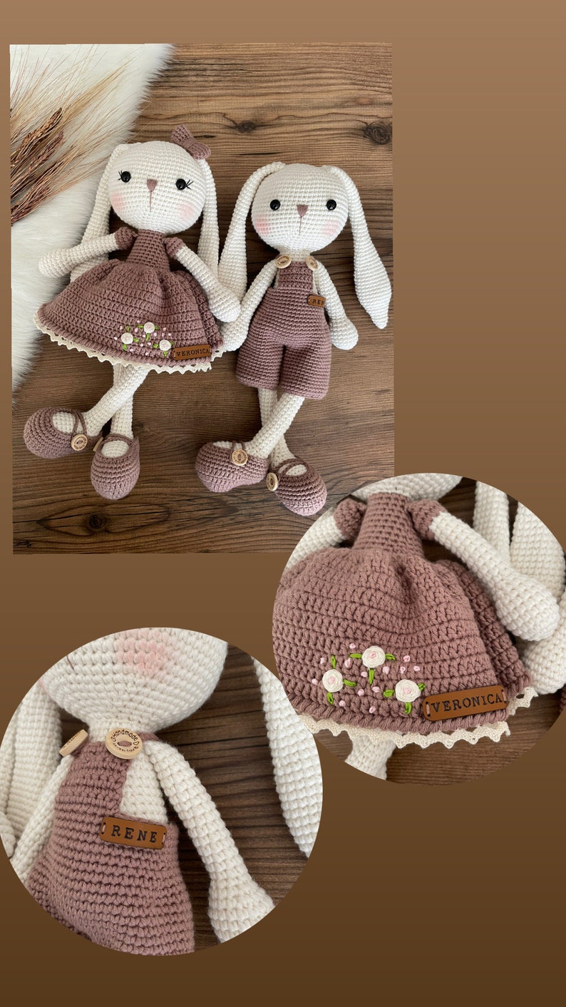 Crochet Bunny Rabbit Personalized Doll Personalized Baby Toys Crochet Doll For Sale Birthday Gift Box For Her Easter Bunny Crochet image 7