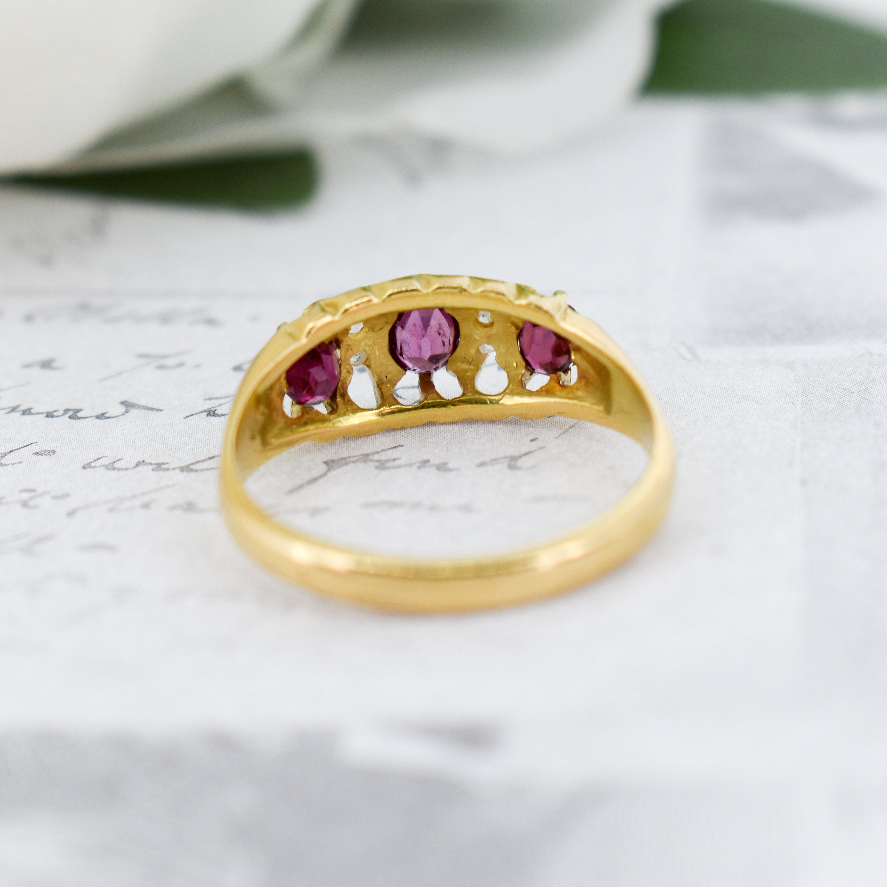 Antique Garnet and Diamond 18ct 18K Yellow Gold Ring | Etsy