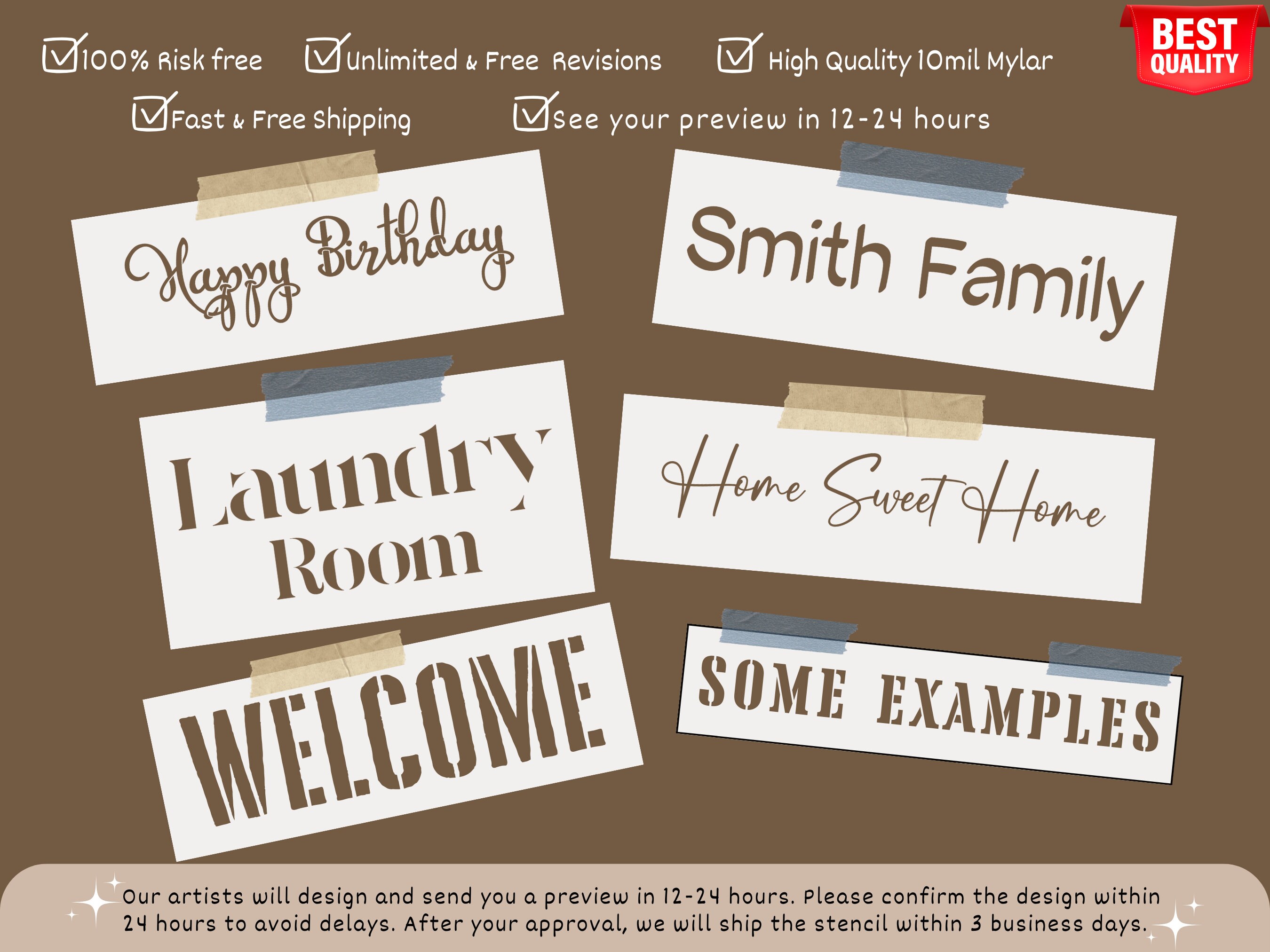 Custom Stencil Word Stencil Text Stencil Names Stencil Letter Stencil