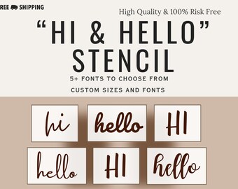 Hello Stencil Custom Stencils Reusable Stencil, Hi Stencil for Walls Painting Farmhouse Stencil Porch Sign Stencil Hello Sign Stencil 10 mil