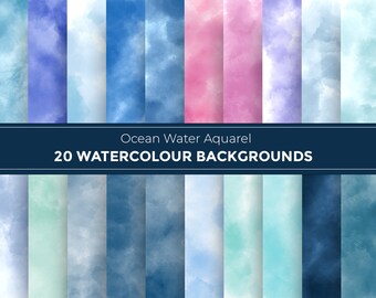 Frozen Watercolor Digital Files Winter Watercolor Textures 12 Blue Ombre Digital Paper Commercial Use OK Pastel Wedding Backgrounds