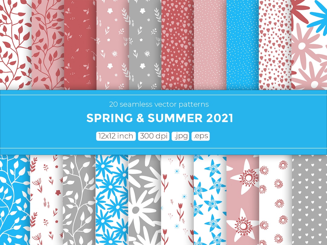 Spring & Summer 2021, Digital Paper, Seamless Vector Pattern, Spring ...