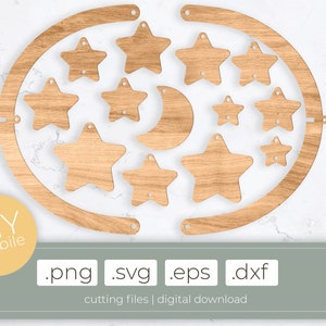 Schneidedateien Holz Mobile, DIY Mobile Lasercut Dateien .svg .dxf .eps .png, DIY Kinderzimmer Deko