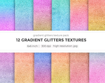 Gradient glitter backgrounds, digital paper, ombre glitter, scrapbook glitter paper, rainbow glitters, unicorn dust, stardust