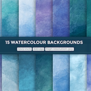 Waterverfachtergronden, digitaal papier, aquarel, blauw geschilderde achtergrond, oceaanwaterkleuren, ontwerpertexturen
