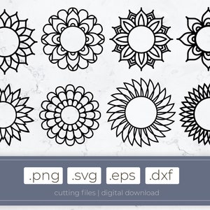 Bundel van 8 snijmappen | mandala svg, boho sun svg, lasercut mandala, lasercut sun, diy assets, boho mirror template, sun dxf, stencils