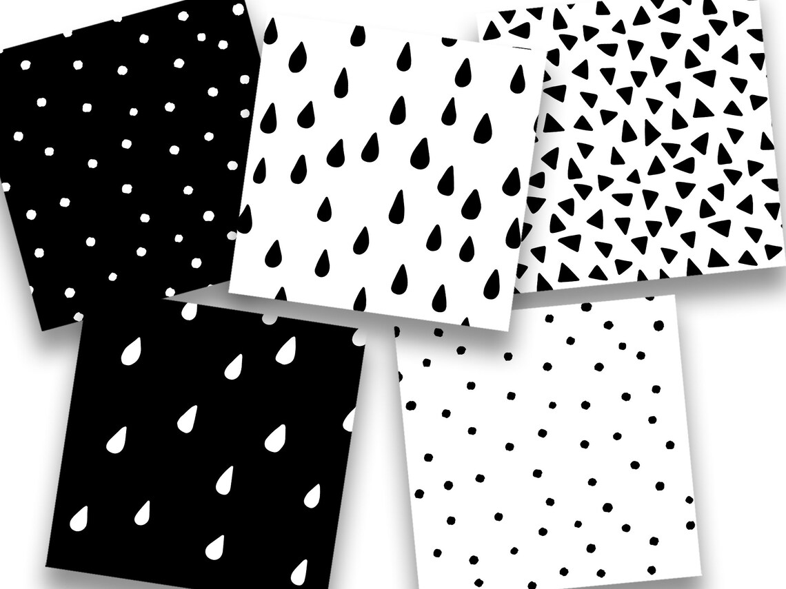 Pattern Design, Digital Paper, Black and White Pattern, Doodles, Trendy ...